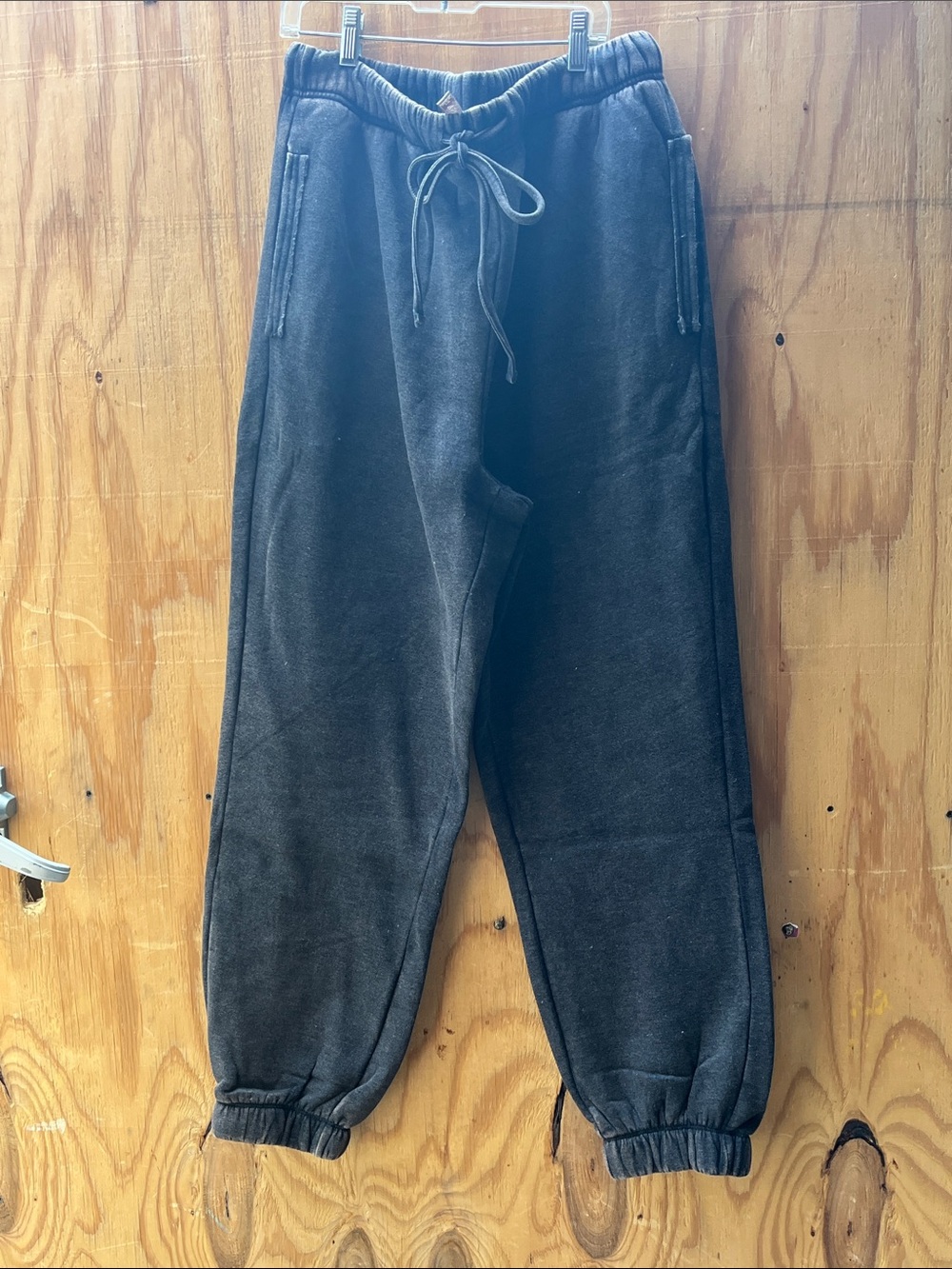 Zenana Acid Wash Grey Sweatpants Plus Size